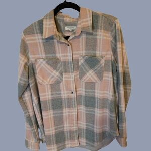 Plaid Button Down Shirt - Pink and Gray